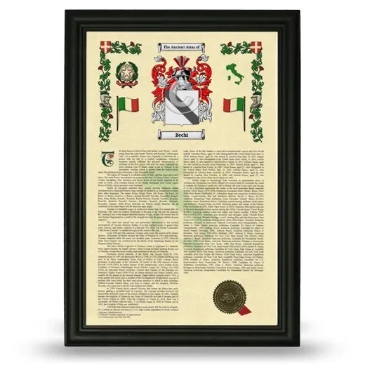 Bechi Armorial History Framed - Black