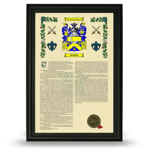 Bechoyd Armorial History Framed - Black