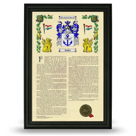 Beckes Armorial History Framed - Black