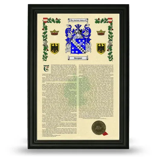 Becquer Armorial History Framed - Black