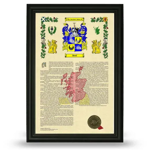 Beed Armorial History Framed - Black
