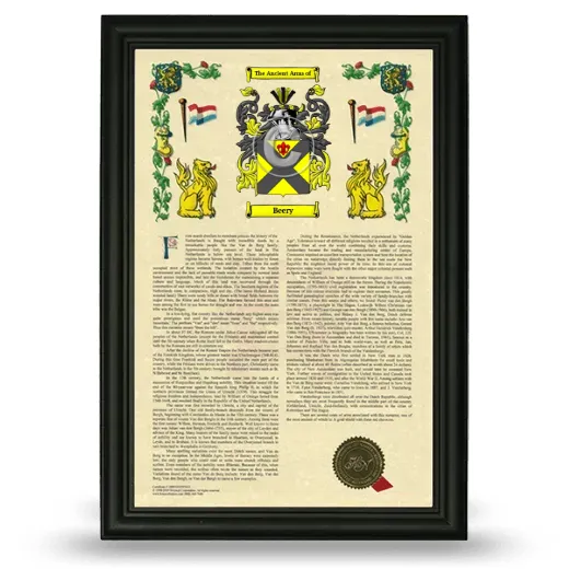 Beery Armorial History Framed - Black