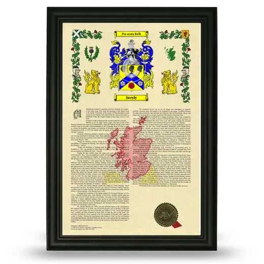 Beeyly Armorial History Framed - Black