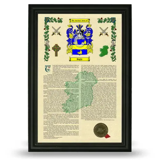 Begly Armorial History Framed - Black