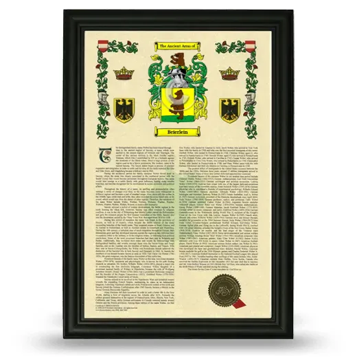 Beierlein Armorial History Framed - Black