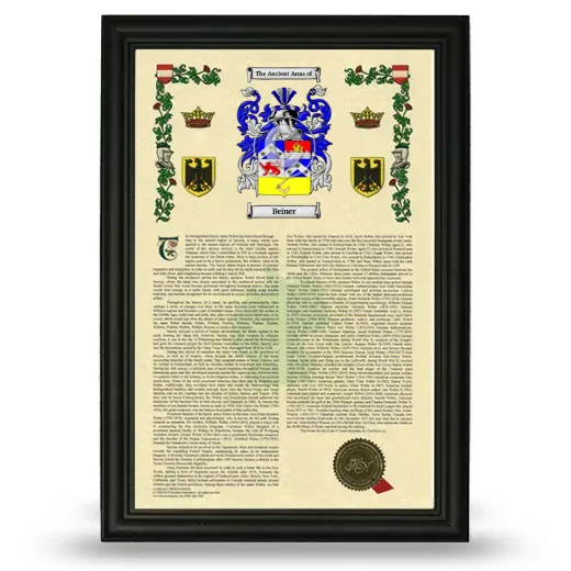 Beiner Armorial History Framed - Black
