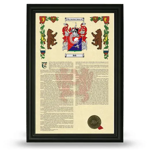 Bek Armorial History Framed - Black