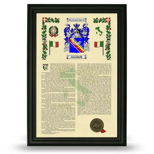 Belardinelli Armorial History Framed - Black