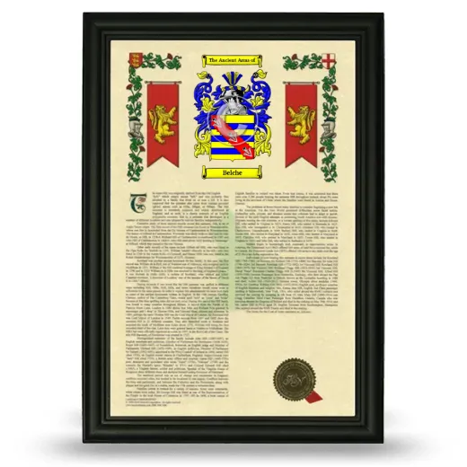 Belche Armorial History Framed - Black