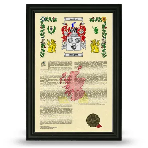 Belinghan Armorial History Framed - Black