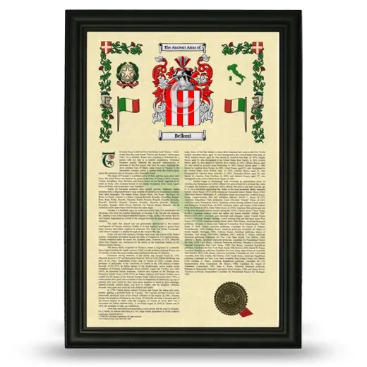 Bellani Armorial History Framed - Black