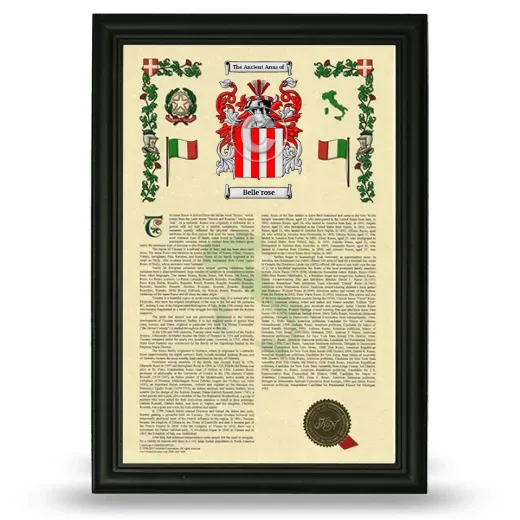 Belle'rose Armorial History Framed - Black