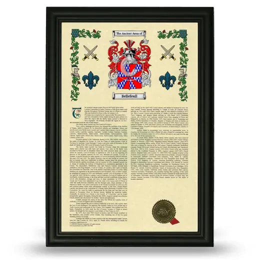 Bellefeull Armorial History Framed - Black