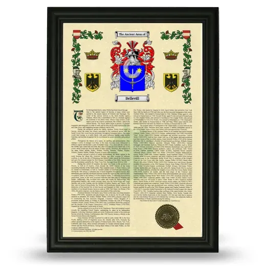 Bellevill Armorial History Framed - Black