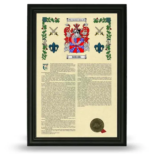 Belleville Armorial History Framed - Black