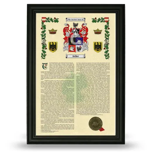 Belliot Armorial History Framed - Black