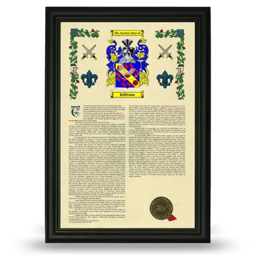 Bellivaux Armorial History Framed - Black