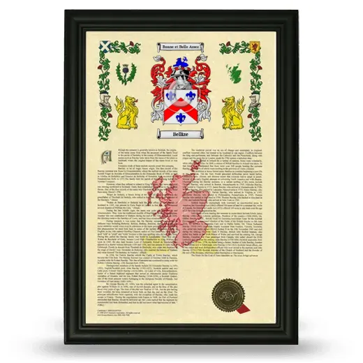 Bellize Armorial History Framed - Black