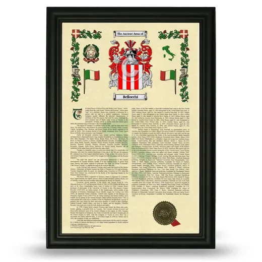 Bellocchi Armorial History Framed - Black