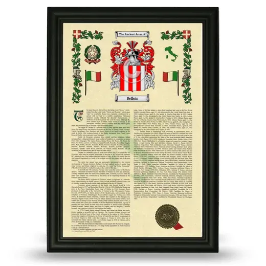 Bellois Armorial History Framed - Black