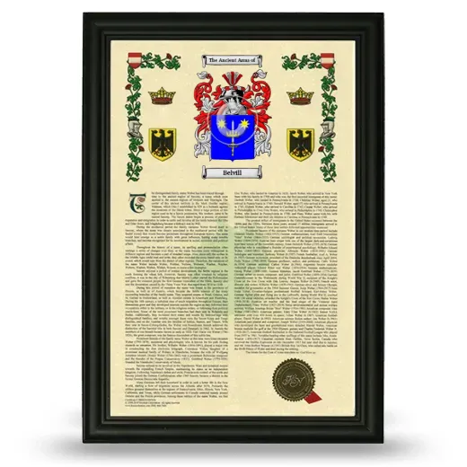 Belvill Armorial History Framed - Black