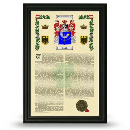 Belville Armorial History Framed - Black