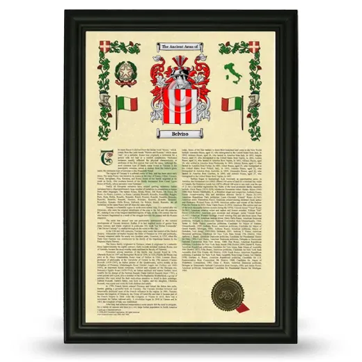 Belviso Armorial History Framed - Black