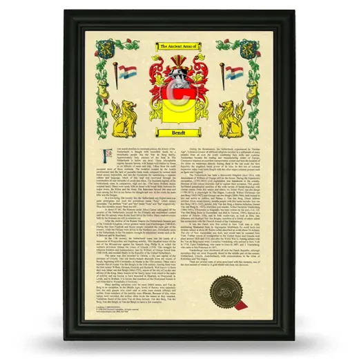 Bendt Armorial History Framed - Black