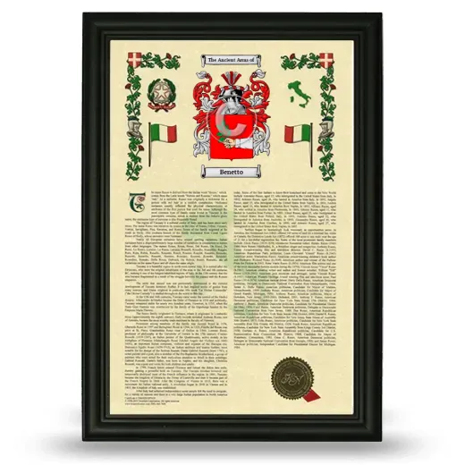 Benetto Armorial History Framed - Black