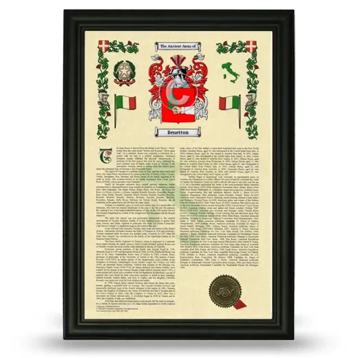 Benetton Armorial History Framed - Black