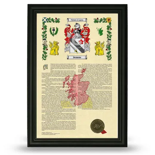 Bennem Armorial History Framed - Black