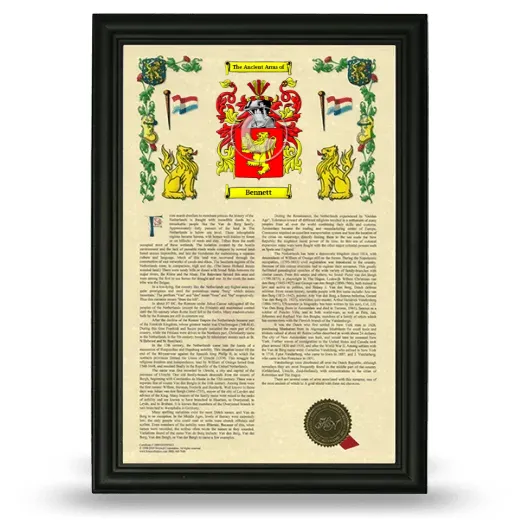 Bennett Armorial History Framed - Black