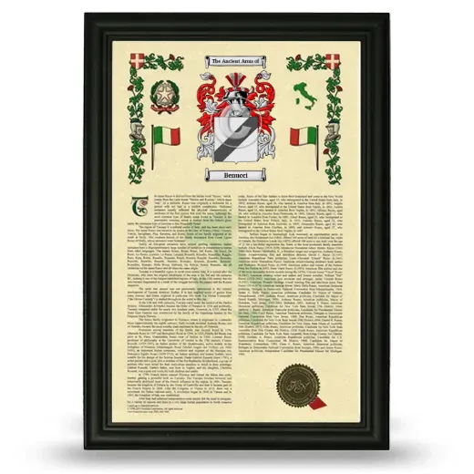 Benucci Armorial History Framed - Black