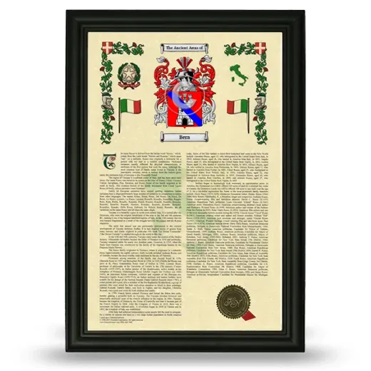 Bera Armorial History Framed - Black