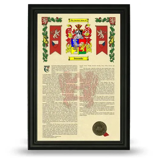 Beransky Armorial History Framed - Black