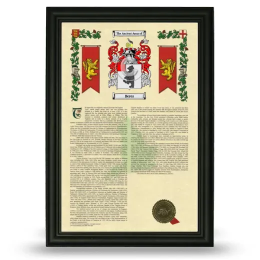 Beres Armorial History Framed - Black