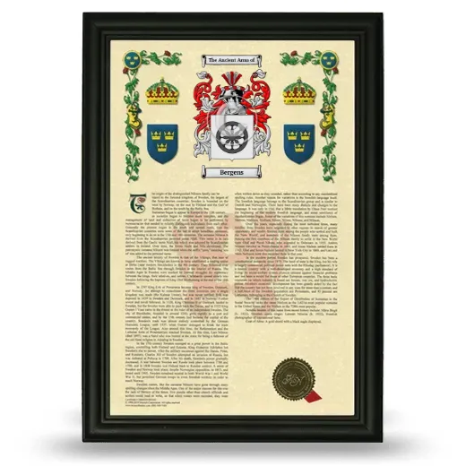 Bergens Armorial History Framed - Black