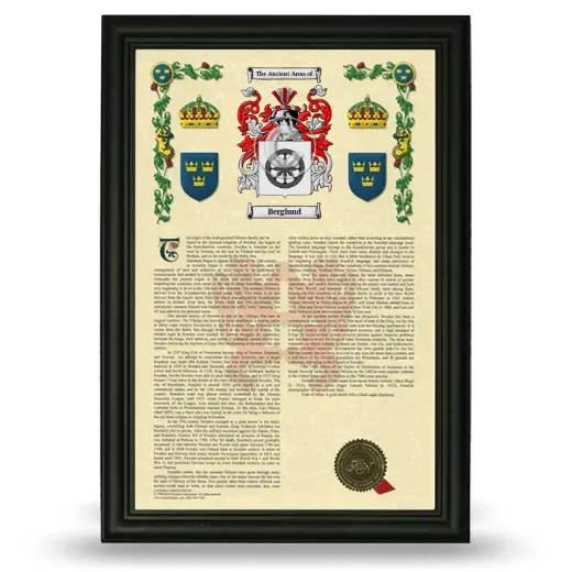 Berglund Armorial History Framed - Black