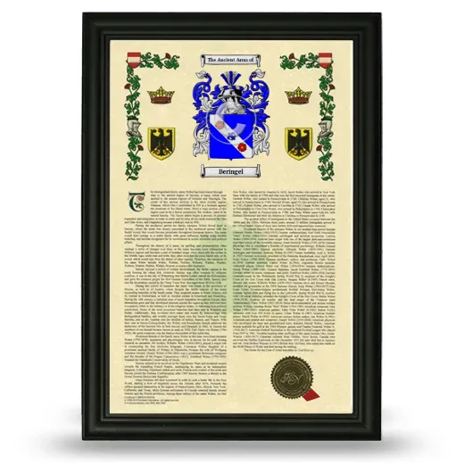 Beringel Armorial History Framed - Black