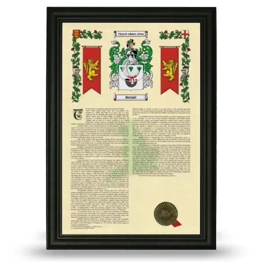 Bernát Armorial History Framed - Black
