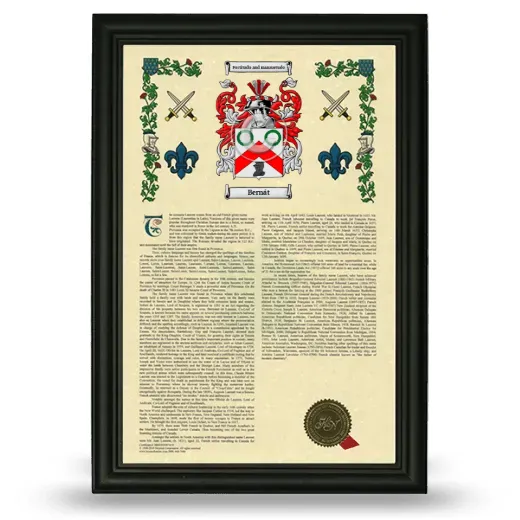Bernát Armorial History Framed - Black