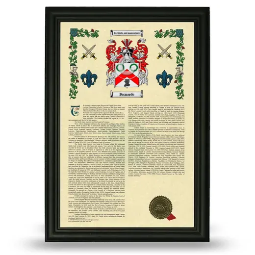 Bernarde Armorial History Framed - Black