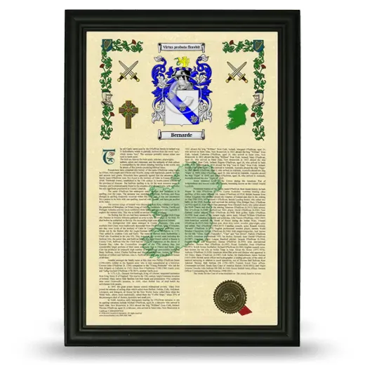 Bernarde Armorial History Framed - Black