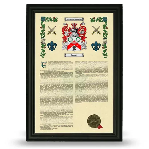 Bernat Armorial History Framed - Black