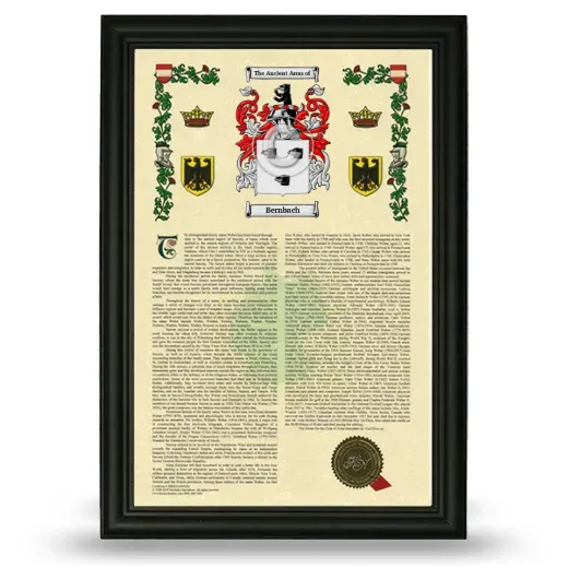 Bernbach Armorial History Framed - Black