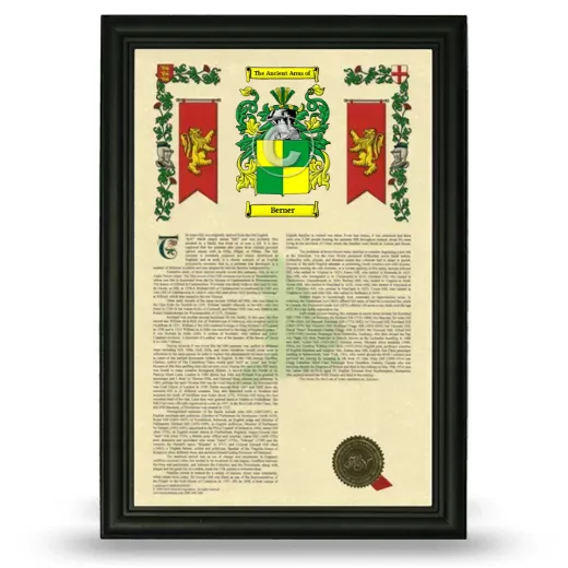 Berner Armorial History Framed - Black