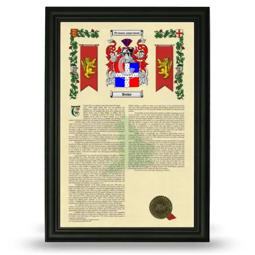 Berny Armorial History Framed - Black