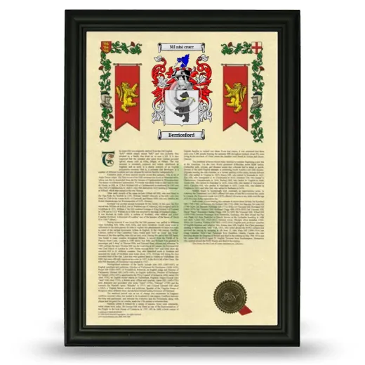 Berriosford Armorial History Framed - Black