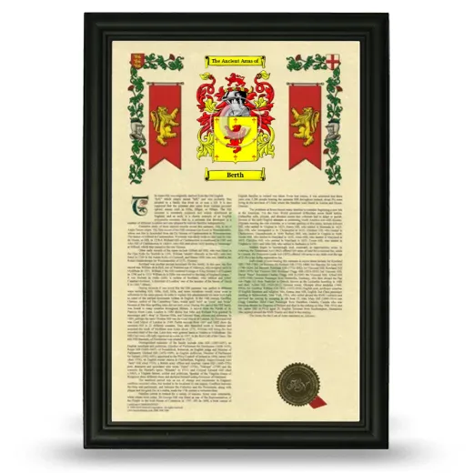 Berth Armorial History Framed - Black