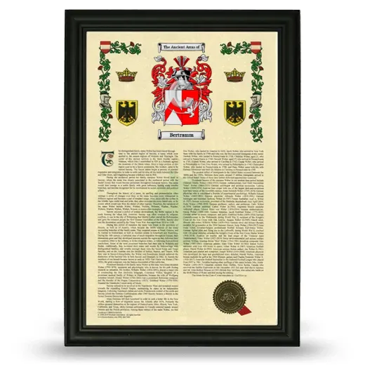 Bertramm Armorial History Framed - Black